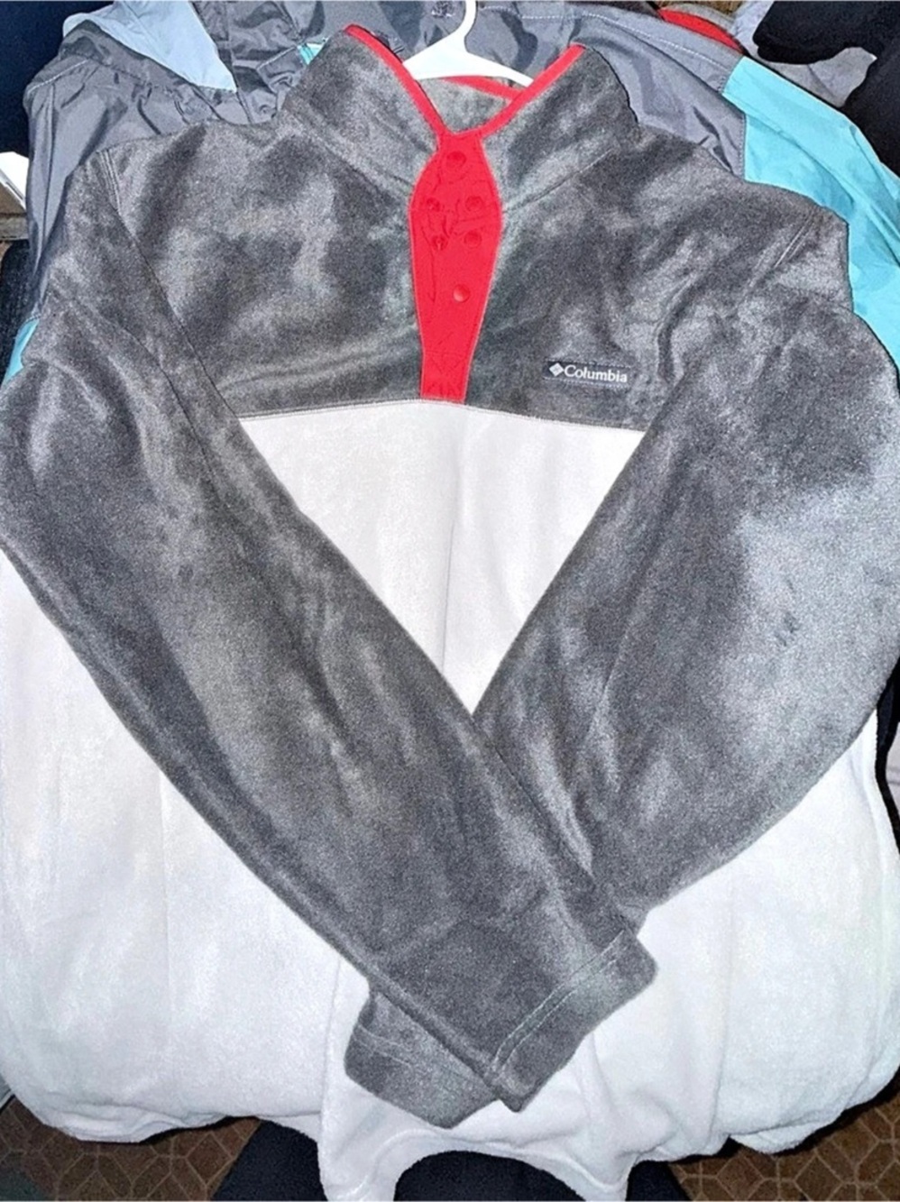 Columbia Benton Springs II Half-Snap Pullover Gray & White Large